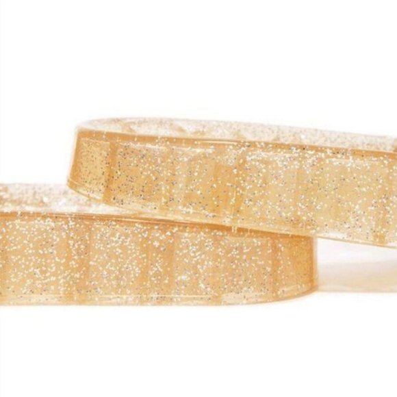 Embellished Sparkle Jelly Slides in Gold - Picture 4 of 7